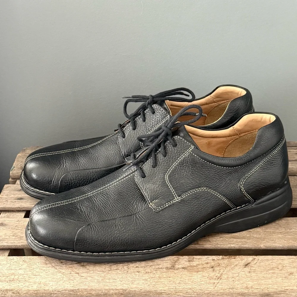 Johnston & Murphy Shuler Bicycle Oxford Shoes 11.5 Black Sheepskin‎ Leather A33